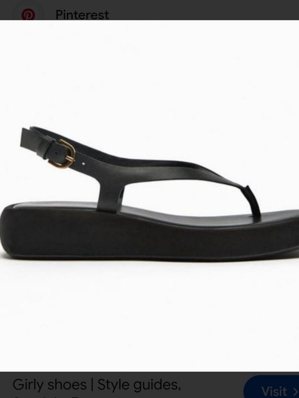 Zara Leather Black Thong Platform Shoes Sandals Size 38